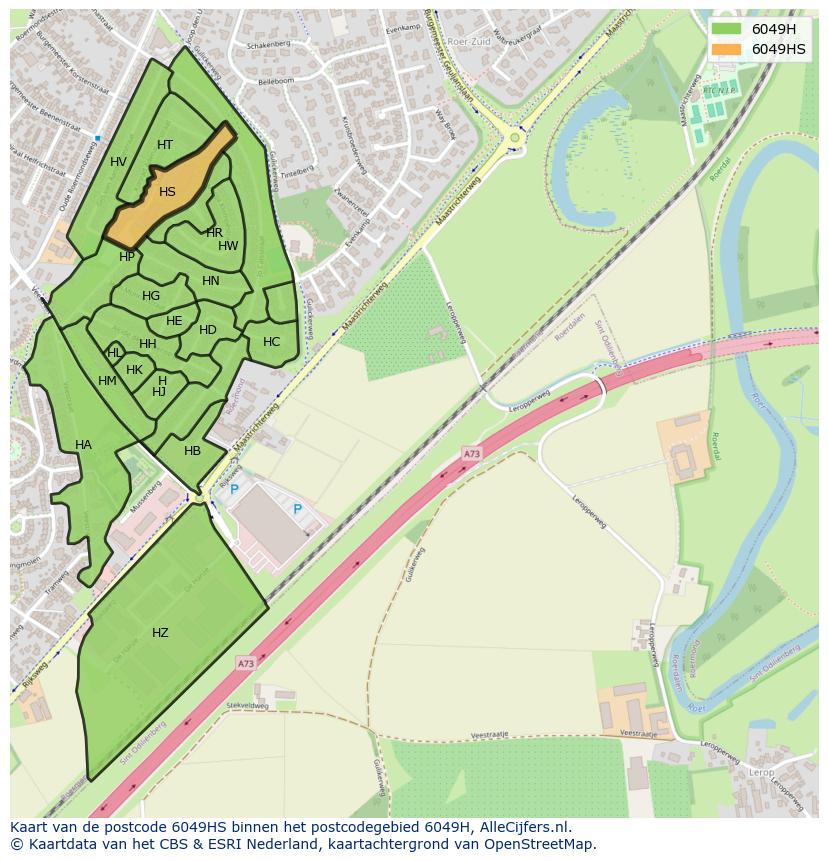 Afbeelding van het postcodegebied 6049 HS op de kaart.