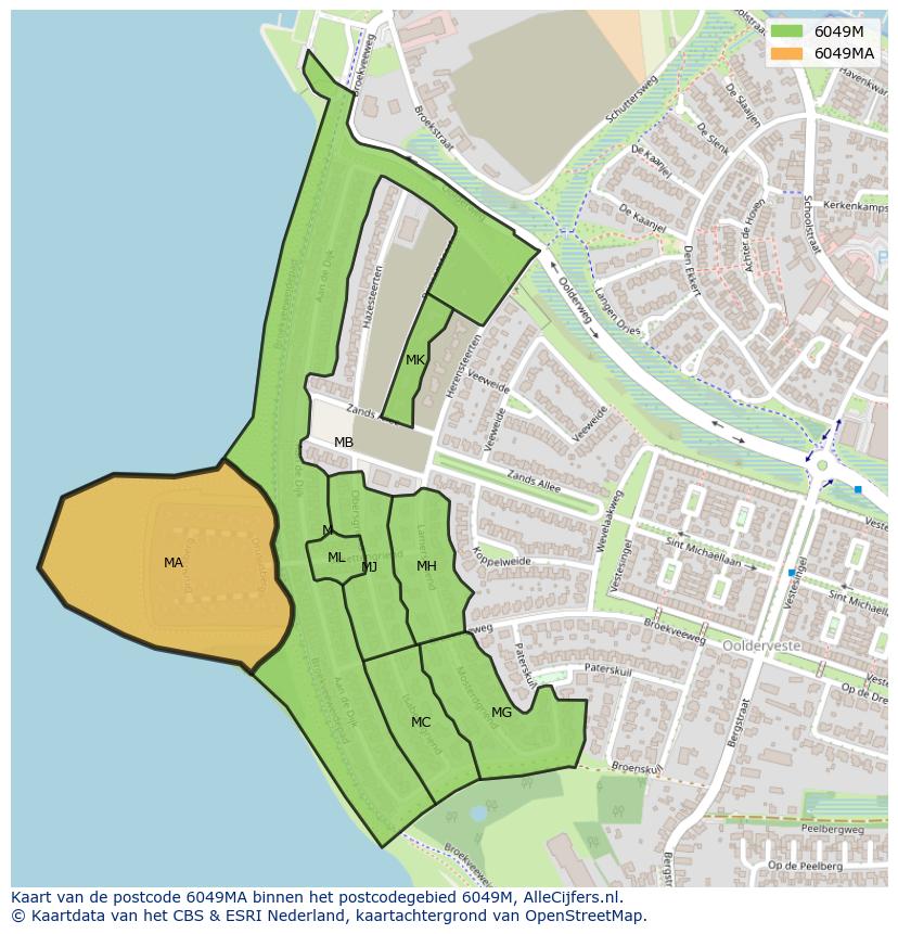 Afbeelding van het postcodegebied 6049 MA op de kaart.