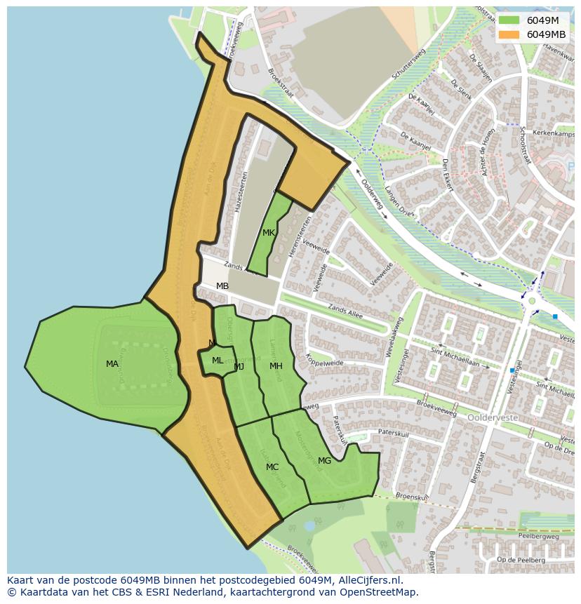Afbeelding van het postcodegebied 6049 MB op de kaart.