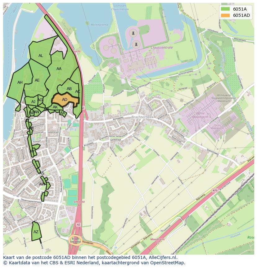 Afbeelding van het postcodegebied 6051 AD op de kaart.