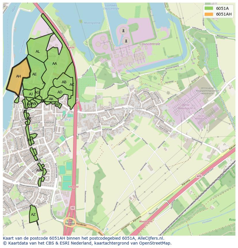 Afbeelding van het postcodegebied 6051 AH op de kaart.