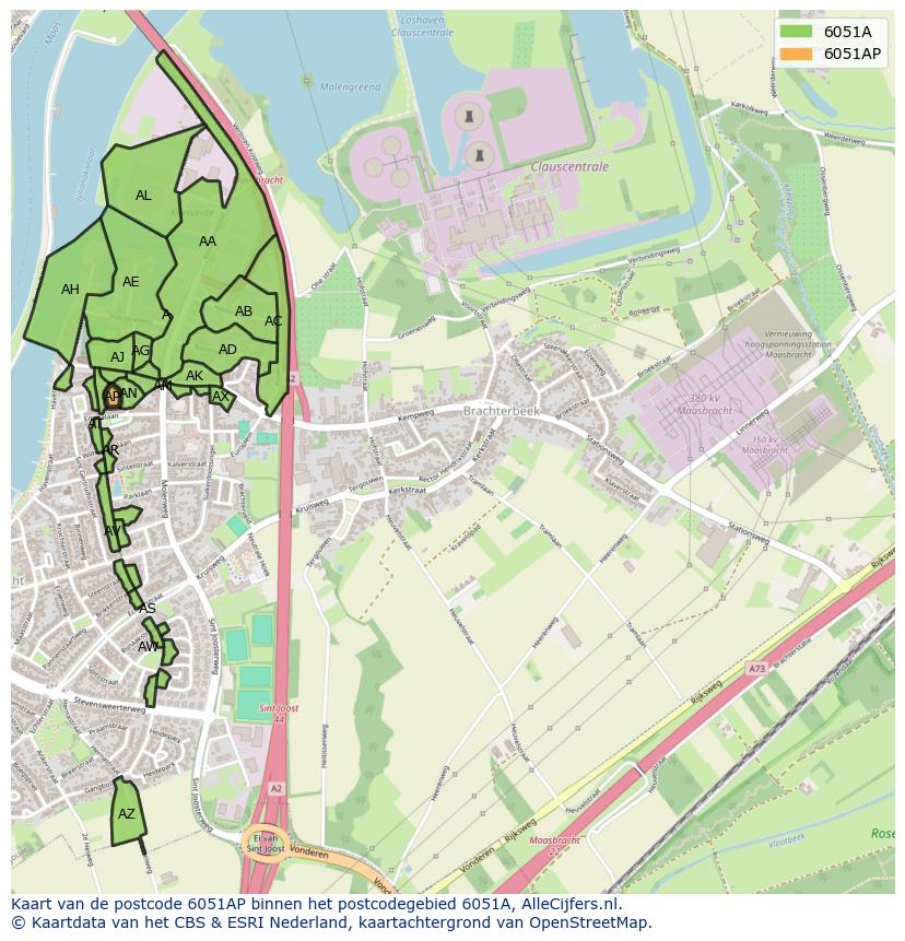 Afbeelding van het postcodegebied 6051 AP op de kaart.