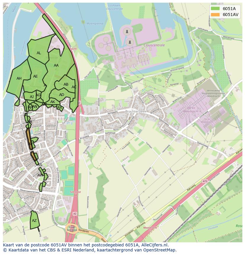 Afbeelding van het postcodegebied 6051 AV op de kaart.