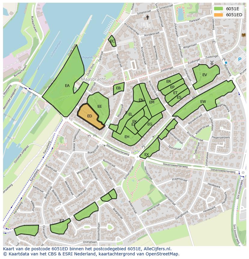 Afbeelding van het postcodegebied 6051 ED op de kaart.