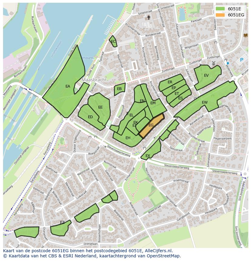Afbeelding van het postcodegebied 6051 EG op de kaart.