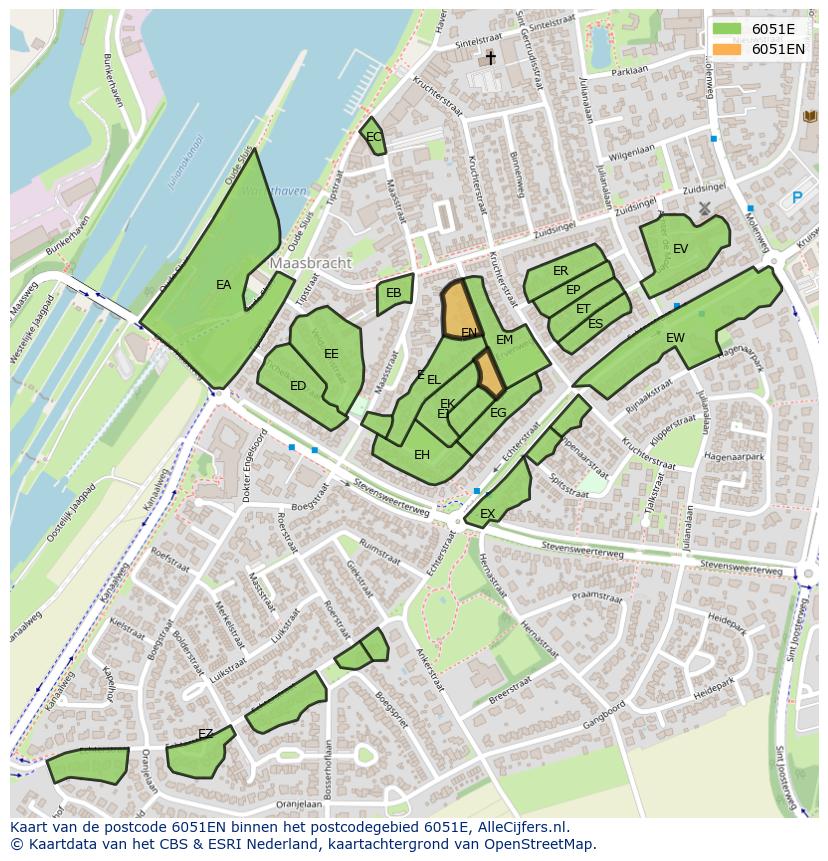 Afbeelding van het postcodegebied 6051 EN op de kaart.