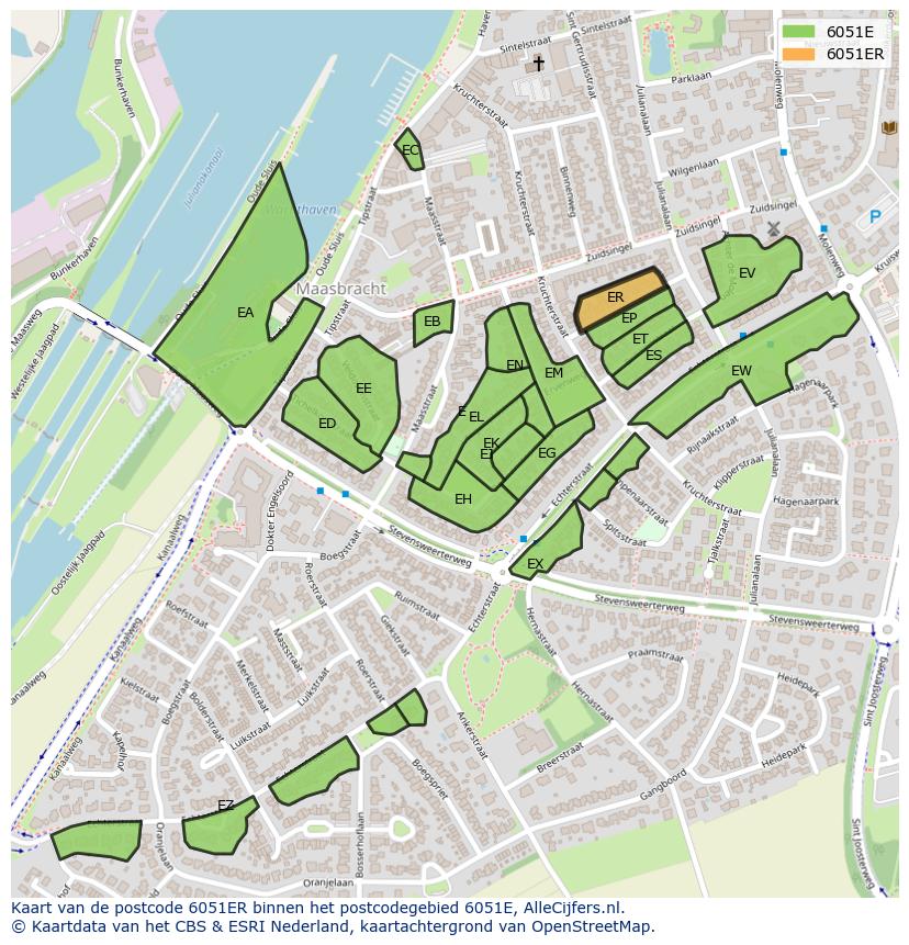 Afbeelding van het postcodegebied 6051 ER op de kaart.