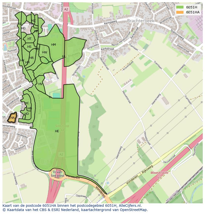 Afbeelding van het postcodegebied 6051 HA op de kaart.