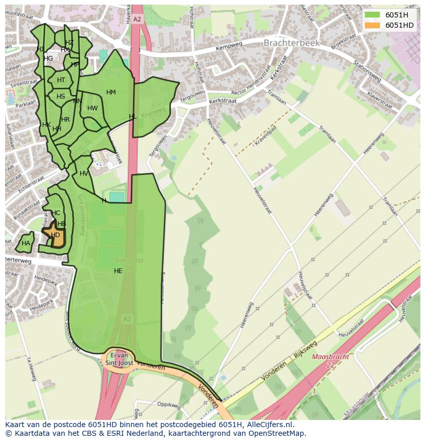Afbeelding van het postcodegebied 6051 HD op de kaart.