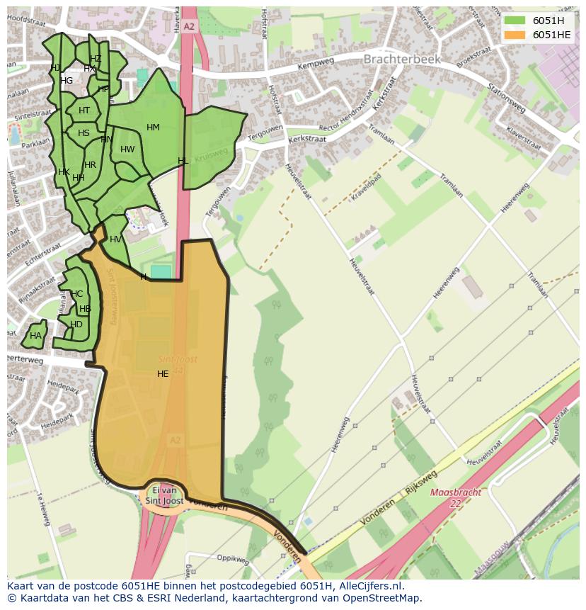 Afbeelding van het postcodegebied 6051 HE op de kaart.