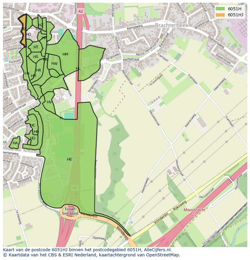 Afbeelding van het postcodegebied 6051 HJ op de kaart.