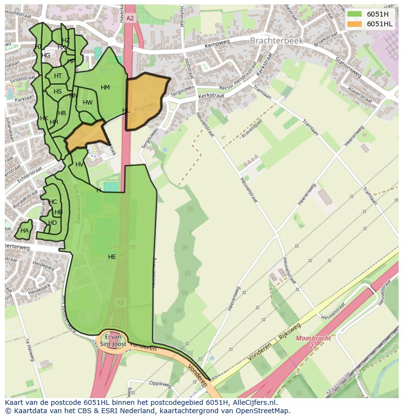 Afbeelding van het postcodegebied 6051 HL op de kaart.