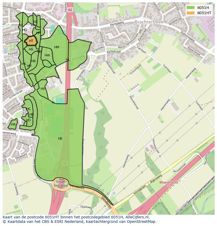 Afbeelding van het postcodegebied 6051 HT op de kaart.