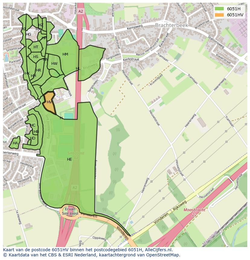 Afbeelding van het postcodegebied 6051 HV op de kaart.