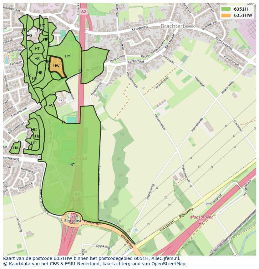Afbeelding van het postcodegebied 6051 HW op de kaart.