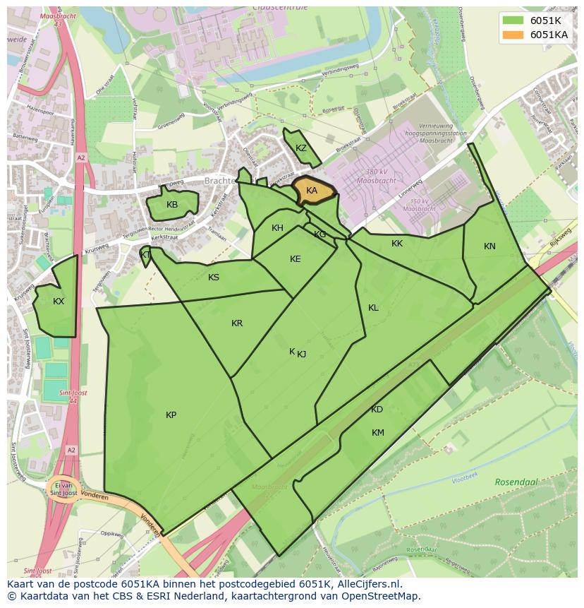 Afbeelding van het postcodegebied 6051 KA op de kaart.