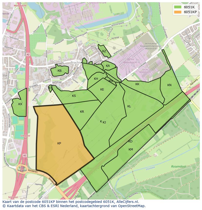Afbeelding van het postcodegebied 6051 KP op de kaart.
