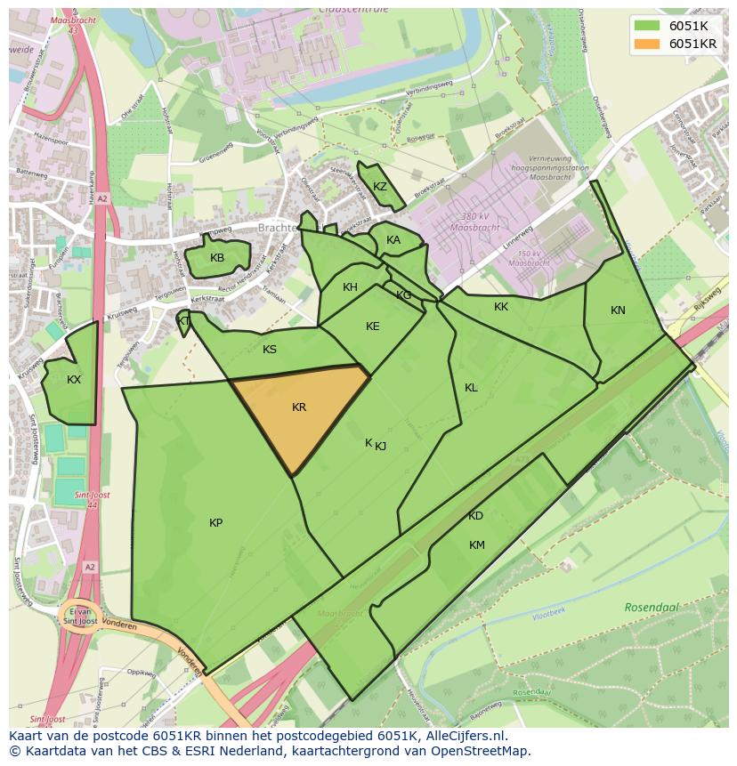 Afbeelding van het postcodegebied 6051 KR op de kaart.