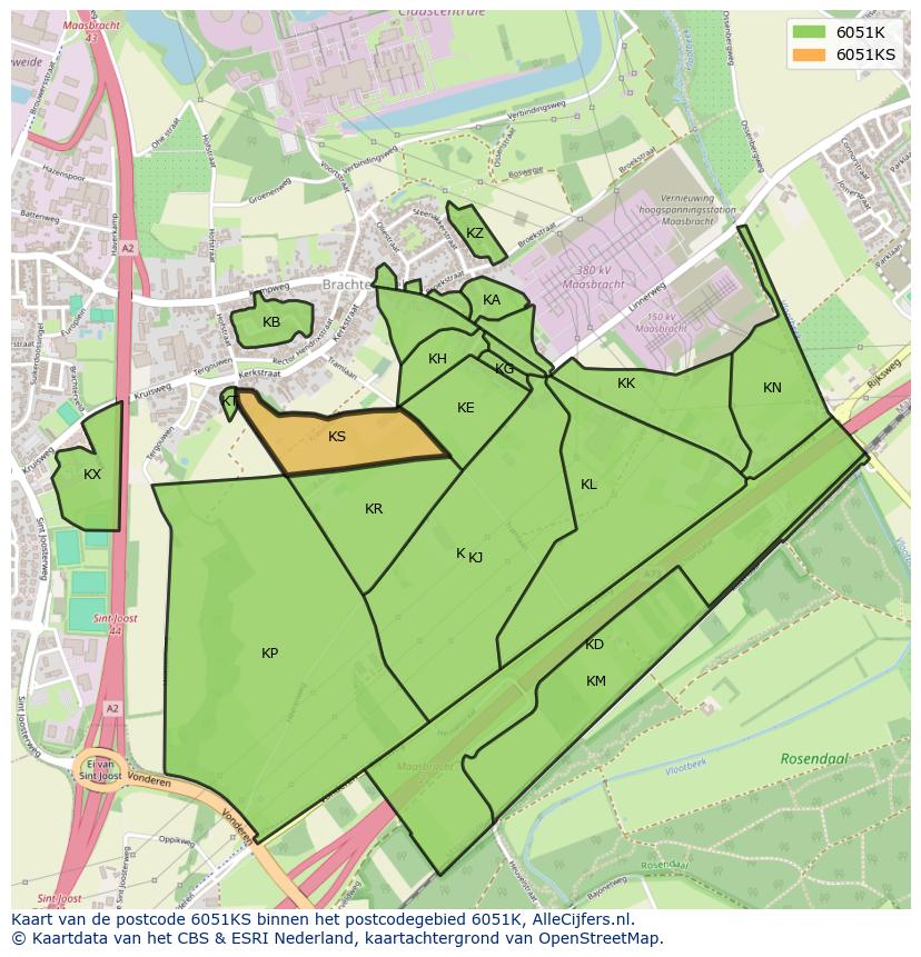 Afbeelding van het postcodegebied 6051 KS op de kaart.