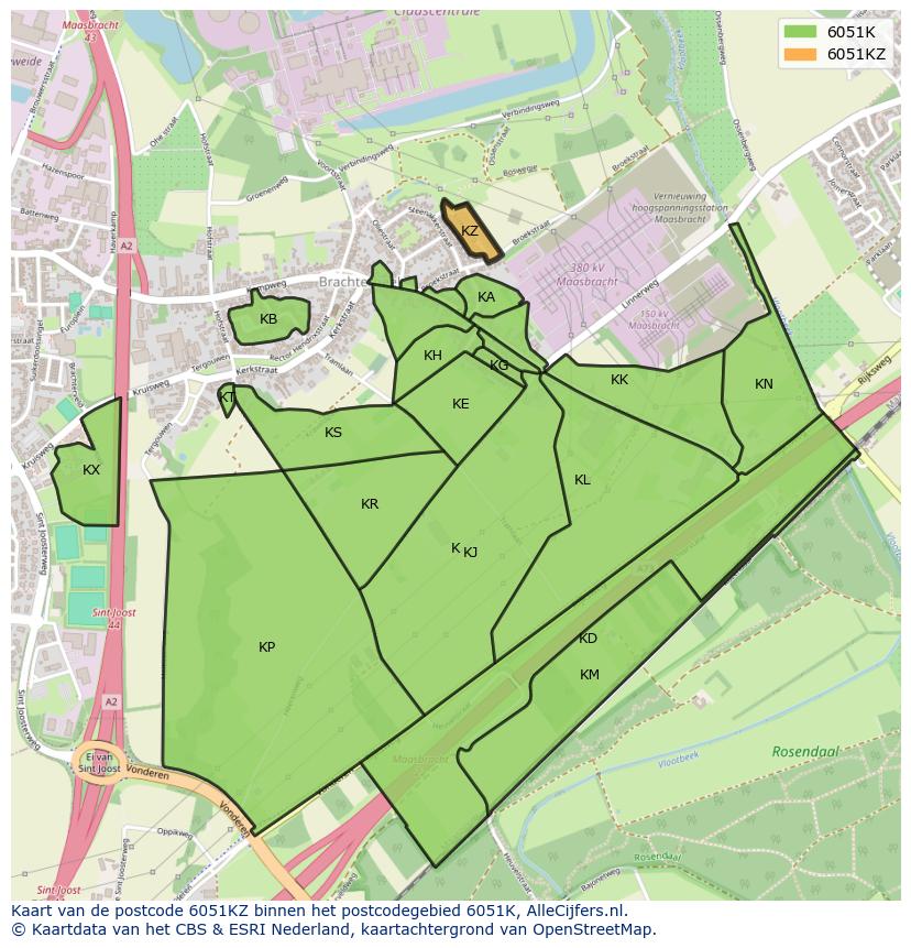 Afbeelding van het postcodegebied 6051 KZ op de kaart.