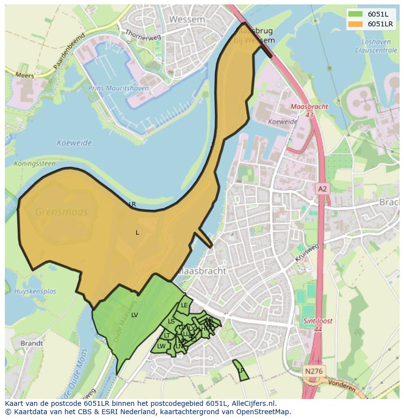 Afbeelding van het postcodegebied 6051 LR op de kaart.