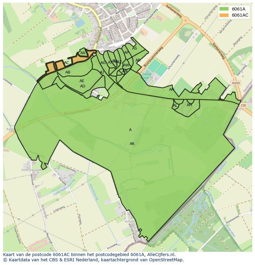 Afbeelding van het postcodegebied 6061 AC op de kaart.