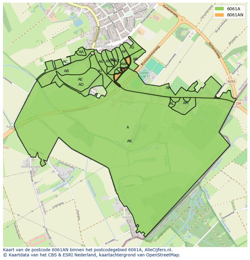 Afbeelding van het postcodegebied 6061 AN op de kaart.
