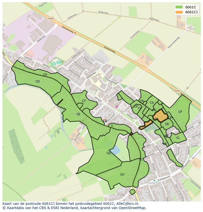 Afbeelding van het postcodegebied 6061 CJ op de kaart.