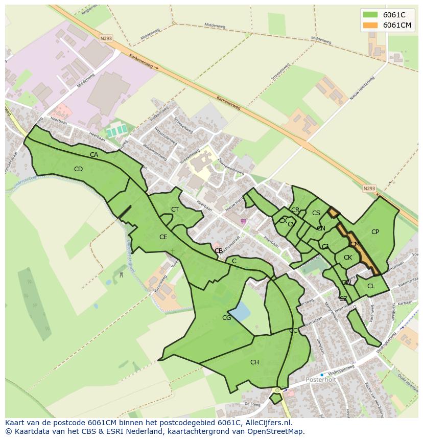 Afbeelding van het postcodegebied 6061 CM op de kaart.