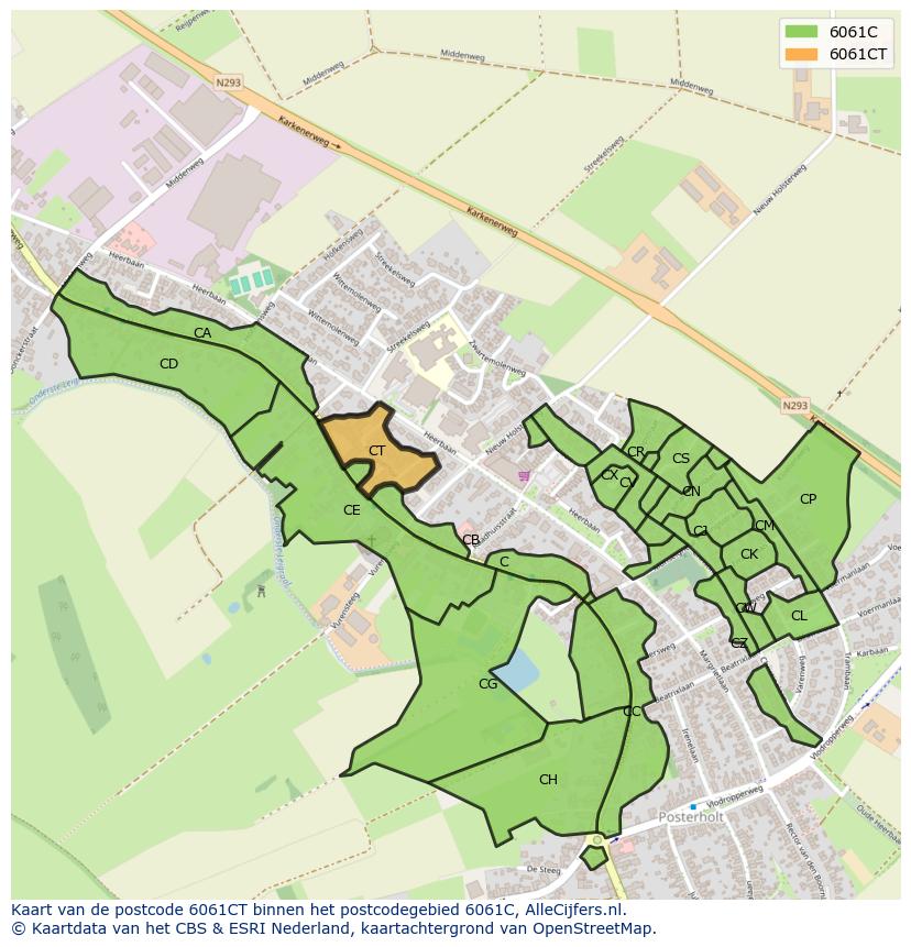 Afbeelding van het postcodegebied 6061 CT op de kaart.