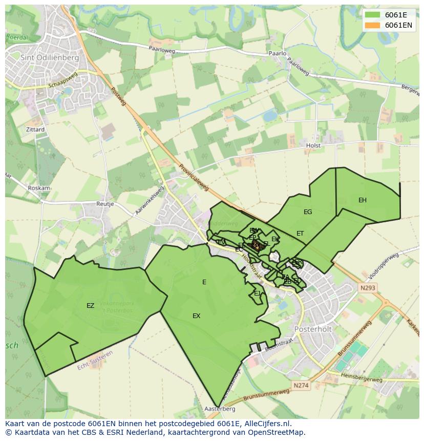 Afbeelding van het postcodegebied 6061 EN op de kaart.