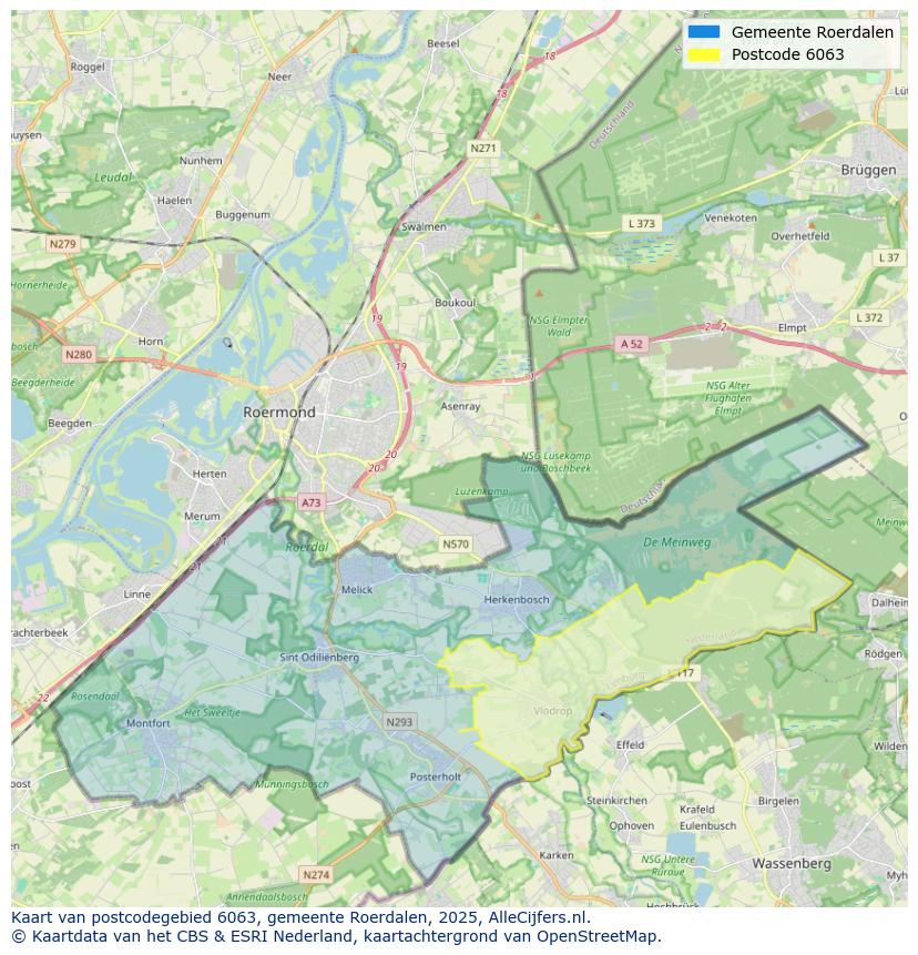 Afbeelding van het postcodegebied 6063 op de kaart.
