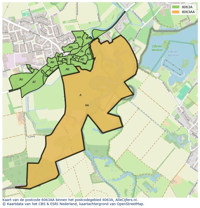 Afbeelding van het postcodegebied 6063 AA op de kaart.