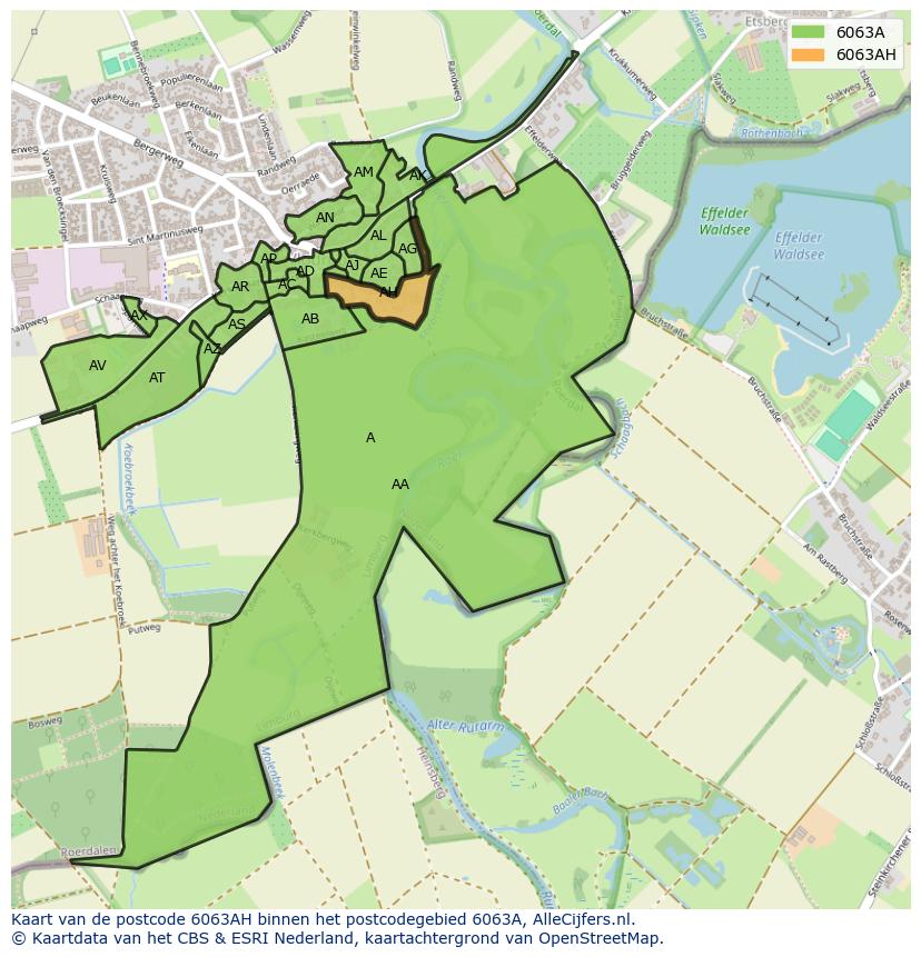 Afbeelding van het postcodegebied 6063 AH op de kaart.