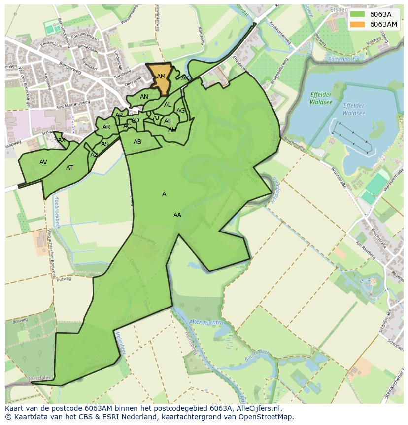 Afbeelding van het postcodegebied 6063 AM op de kaart.