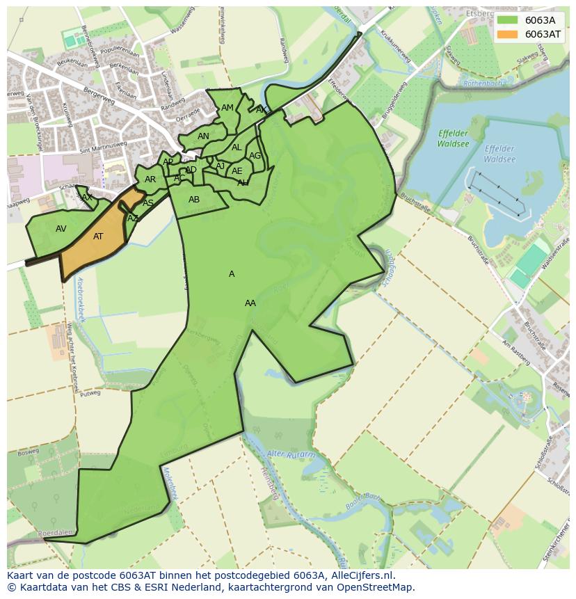 Afbeelding van het postcodegebied 6063 AT op de kaart.