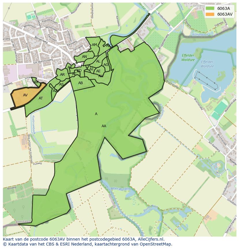 Afbeelding van het postcodegebied 6063 AV op de kaart.