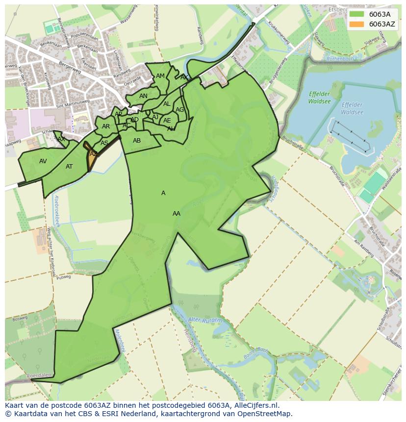 Afbeelding van het postcodegebied 6063 AZ op de kaart.