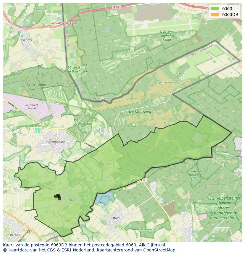 Afbeelding van het postcodegebied 6063 DB op de kaart.
