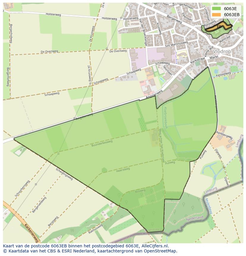 Afbeelding van het postcodegebied 6063 EB op de kaart.