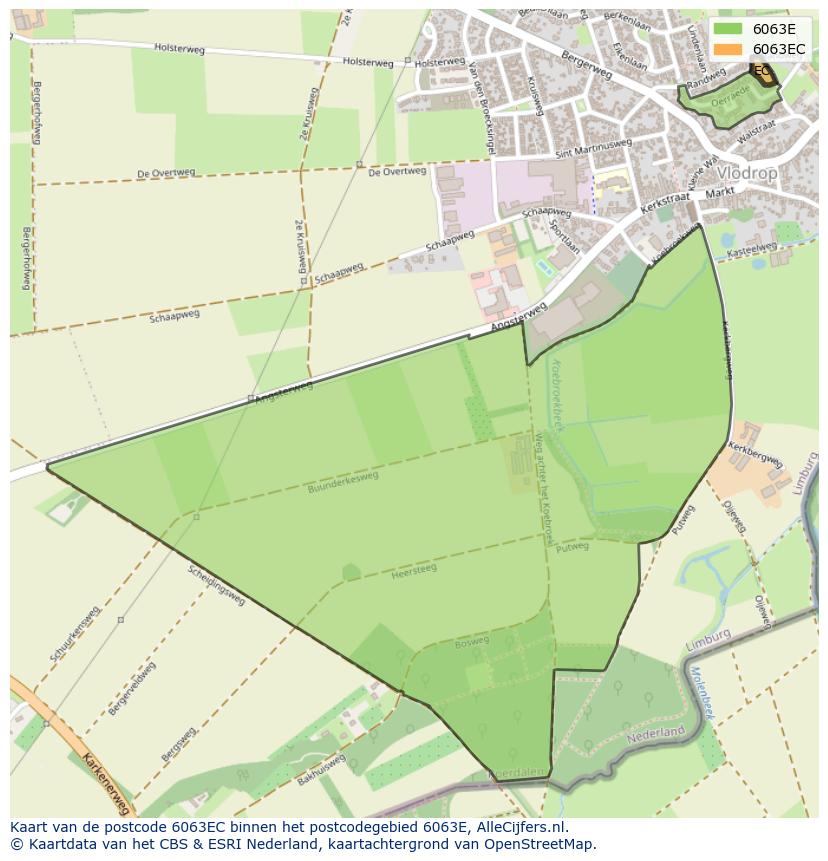 Afbeelding van het postcodegebied 6063 EC op de kaart.