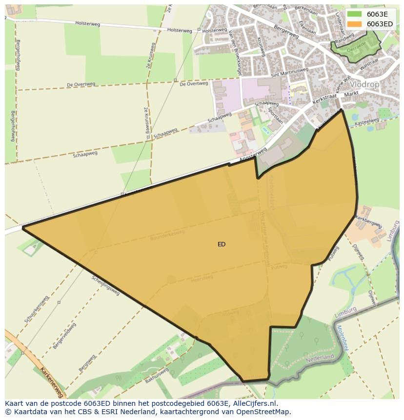 Afbeelding van het postcodegebied 6063 ED op de kaart.