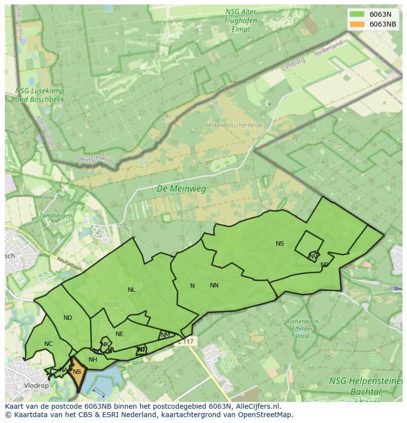 Afbeelding van het postcodegebied 6063 NB op de kaart.