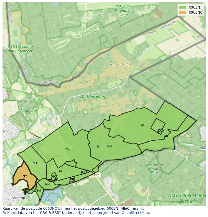 Afbeelding van het postcodegebied 6063 NC op de kaart.