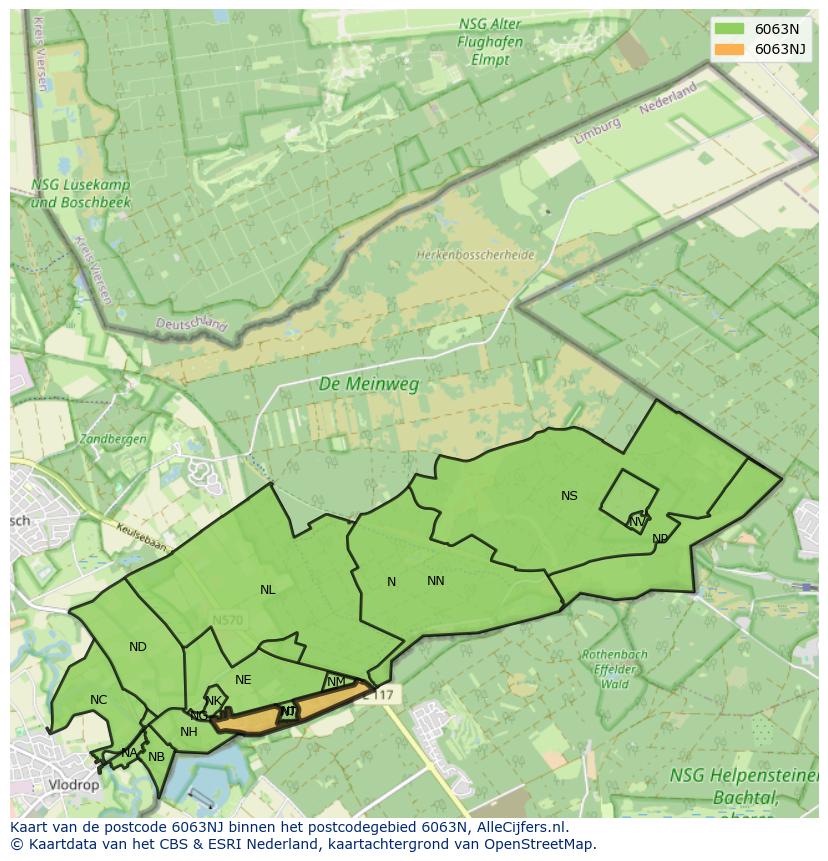 Afbeelding van het postcodegebied 6063 NJ op de kaart.