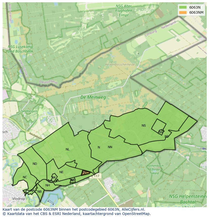 Afbeelding van het postcodegebied 6063 NM op de kaart.
