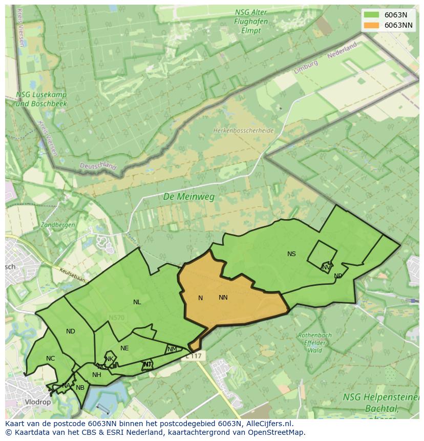 Afbeelding van het postcodegebied 6063 NN op de kaart.