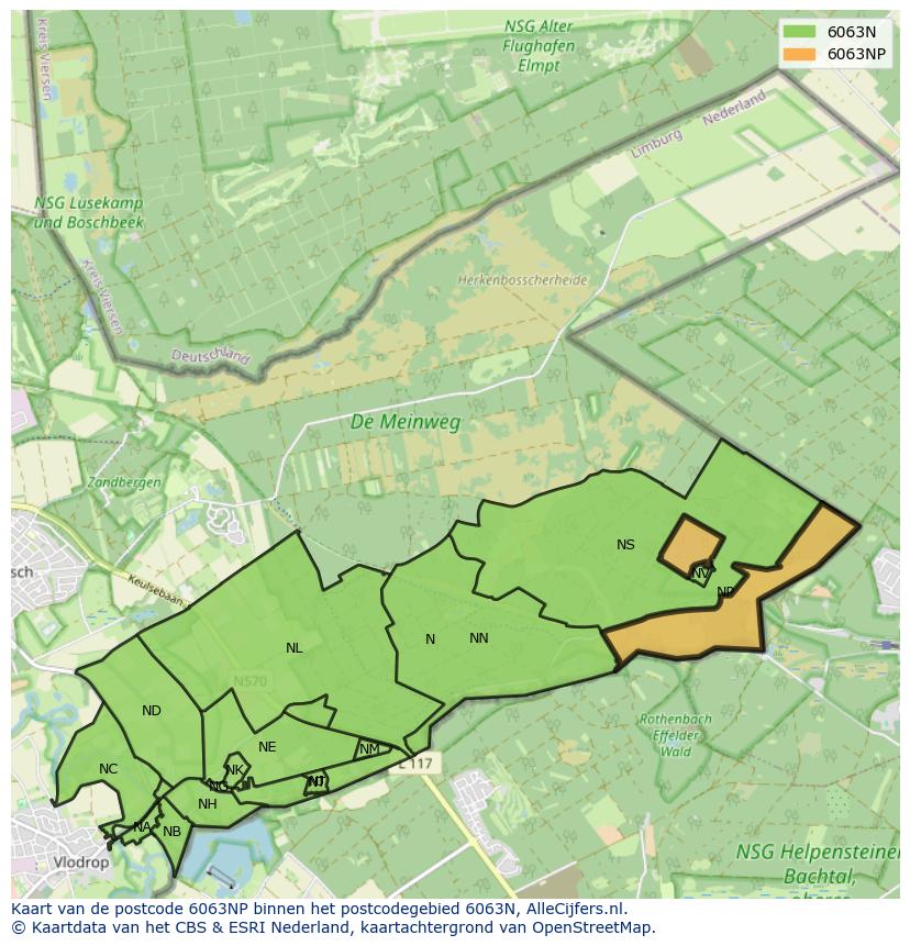 Afbeelding van het postcodegebied 6063 NP op de kaart.