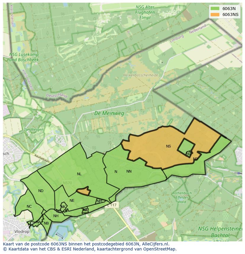 Afbeelding van het postcodegebied 6063 NS op de kaart.