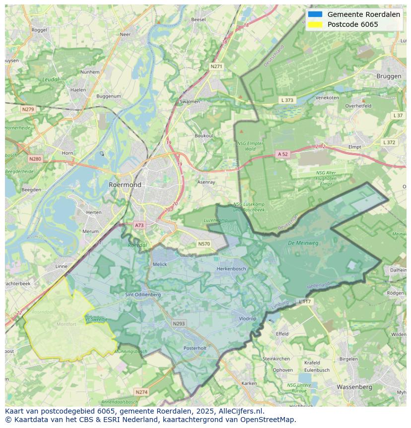 Afbeelding van het postcodegebied 6065 op de kaart.